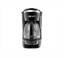 Coffee & Co 12-Cup Digital Coffee Maker, Programmable, Washable Basket Filter, Sneak-A-Cup, Auto Brew, Water Window, Keep Hot Plate, Black