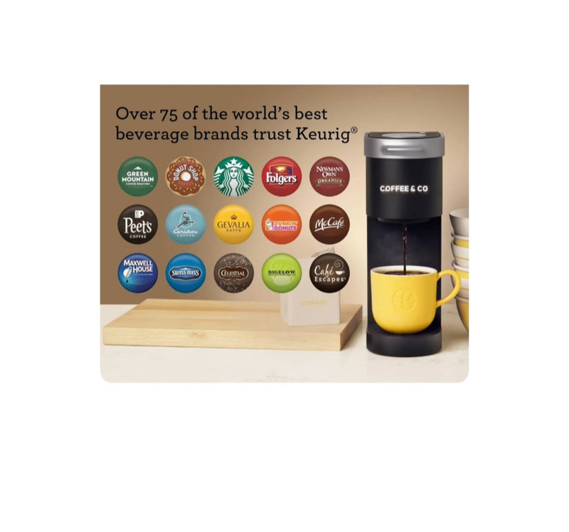 Coffee & Co-Mini Single Serve K-Cup Pod Coffee Maker, 6 to 12oz Brew size, with Cord Storage, Perfect for Small Spaces, Black